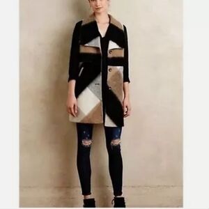 Elevenses by Anthropologie Fuzzy Buffalo Plaid Longline Vest neutral XS